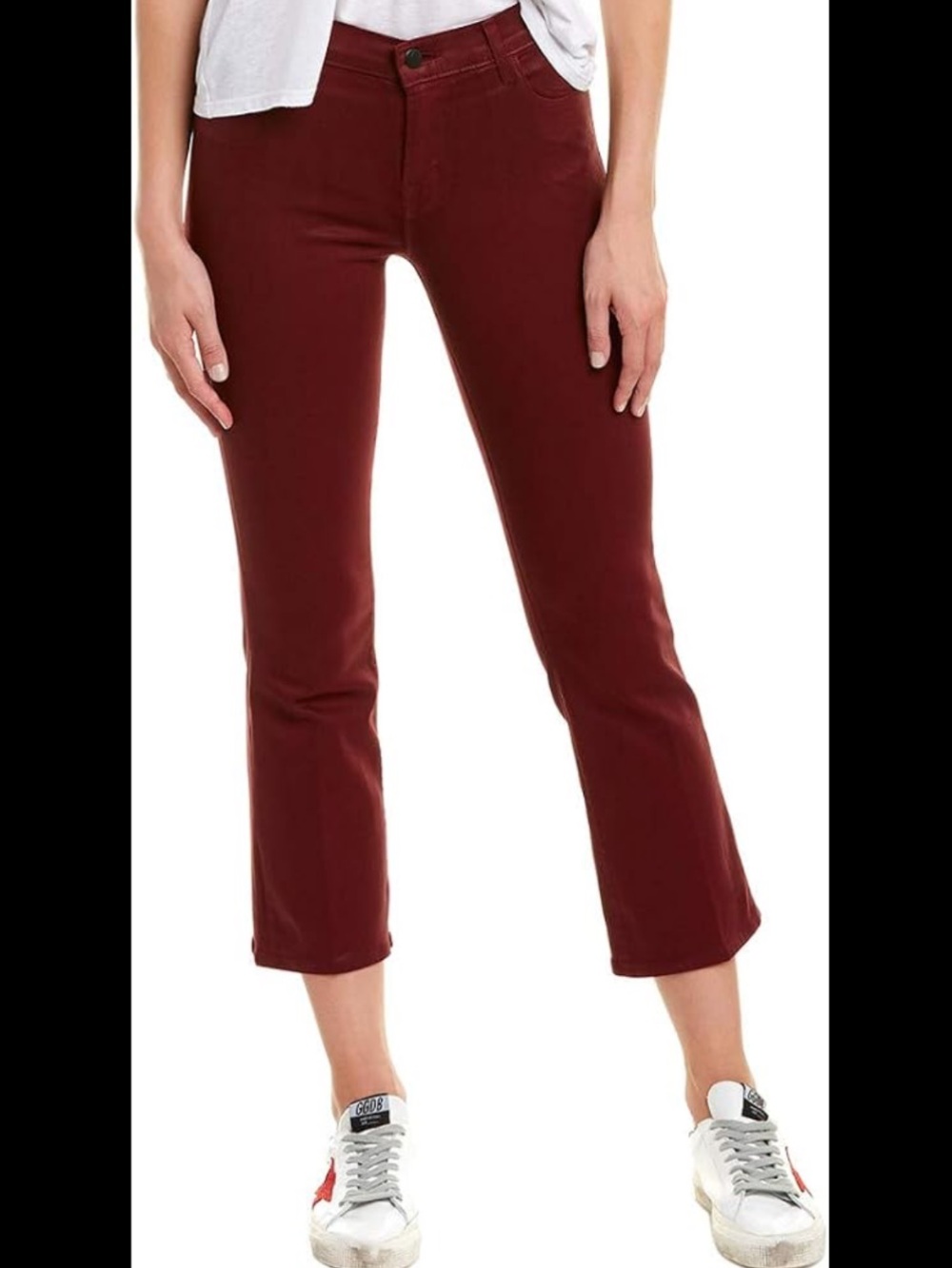 J Brand Selena Mid Rise Bootcut Cropped Corduroy Jeans in Ox Blood Size 30